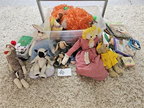 Mixed Toy Lot: Plush/Books/Pom-Pom's/Masks/Stickers & More