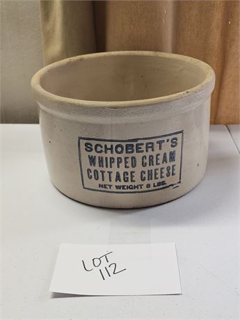 Vintage Schobert's 8lb Cottage Cheese Crock