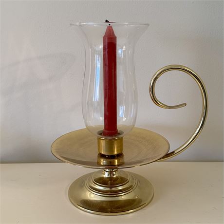 Baldwin Large Brass Hurricane Candle Holder - 8"D x 13"T
