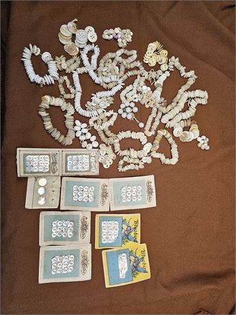 Large Lot of Mixed Glass Buttons (White)