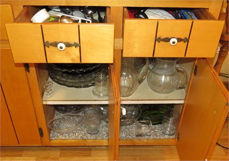 Glassware Cabinet, 2 Drawer Cleanout