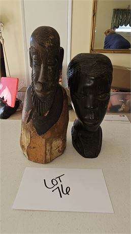 Ebony Carved Male Sculpture Bust & Carved Bust