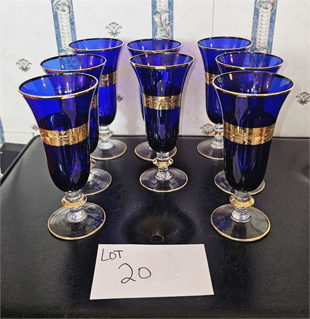 Cobalt Italy Interglass Crystal Wine/Water Goblets