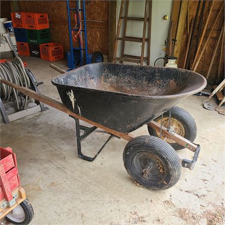 ServiStar Heavy Duty Double Wheel Metal Wheel Barrow