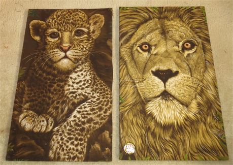 Lion, Leopard Cloth Wall Hangings