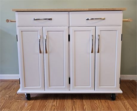 Belleze Rolling Kitchen Island Utility Cart w/2 Drawers