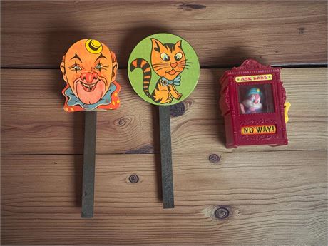 Clown and Cat German Noisemakers/Squeakers & Ask Babs Bunny Tiny Toon Toy