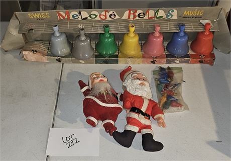 Vintage Plastic X-Mas Bells & Vintage Santa's