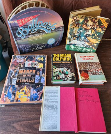 Football & Baseball Book Lot~includes Autographed Bear Bryant Book