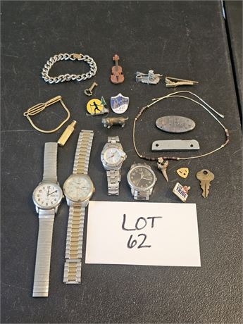 Mixed Men's Wrist Watches & More- Timex, Tie Clips