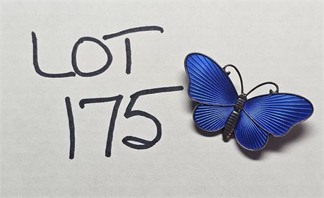 T. Holth Norway Sterling Enamel Butterfly Brooch (1940s)    0.19 ozt
