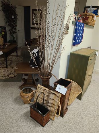 Mixed Wicker Baskets / Wicker Umbrella Holder & More