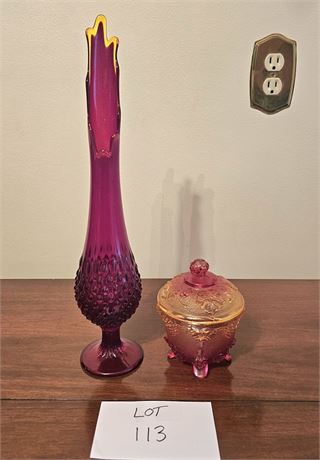 Ruby Red Fenton Stretch Vase