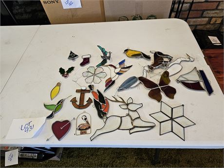 Large Lot of Mixed Stained Glass Window Decor - Different Sizes & Styles