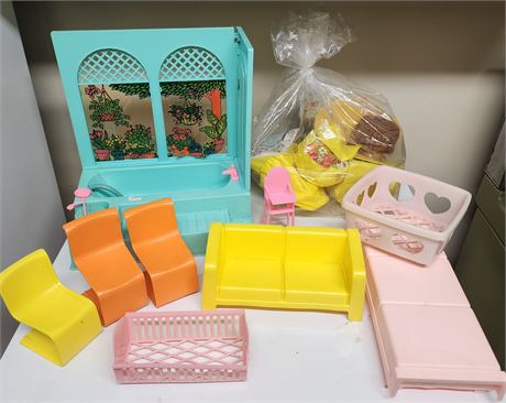 Vintage Doll House Furniture-Plastic and Blow Up