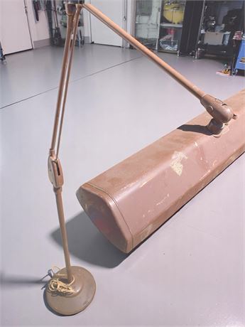 Vintage Double-Bulb Metal Floor Lamp With Adjustable Arm