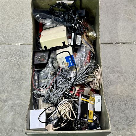 Large Box of Electronic Related Items and Wiring