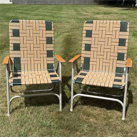 Pair of Aluminum Frame Vintage Patio Chairs