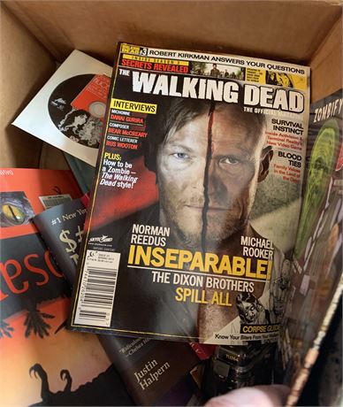 Book, DVD, Magazine Lot - Alice Cooper, Walking Dead, Nail Polish Bottles & More