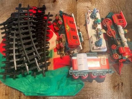 Vintage Battery Operated Christmas Train With Tree Skirt