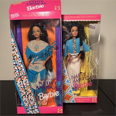 1992/1993 Dolls of the World 1st/2nd Ed. Native American Barbies - Open Box