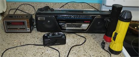 Panasonic Cassette Radio, Clocks, Flashlights