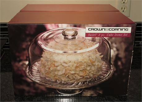 Crown Corning Swirl 2 Pc Cake Dome Set