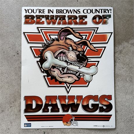 1990 Cleveland Browns "Beware of Dawgs" Poster - 20 x 26"