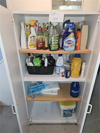 Pressed Storage Closet With Cleaners, Chemicals, Health & Beauty & More