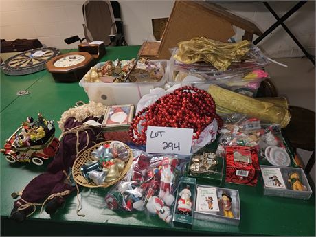 Mixed Christmas Lot: Ribbons/Wrap/Goebel/Ornaments & More