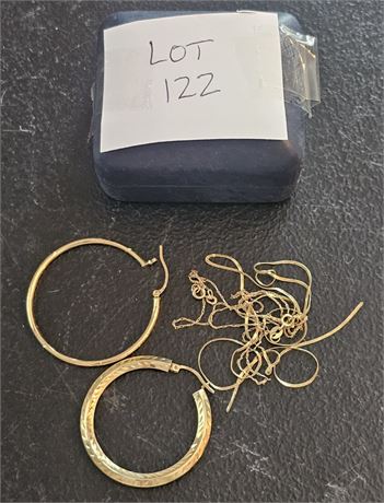 14K Gold Mixed Chains + Single Earring – Scrap Recovery Only – Total Weight 2.3