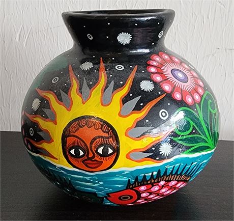 Beautiful Hand Painted Storytelling Pottery Vase