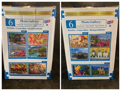 Lot of 2 Family Pack Colorful Photo Gallery Puzzles 6 Puzzles In Each Box