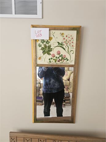 Brush Copper Painted Frame Mirror w/ Floral Design