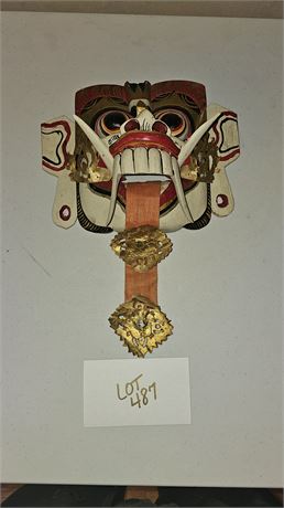 Wood Carved HP Thai Ceremonial Wood Mask