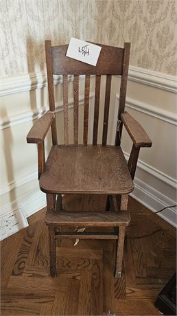 Antique Solid Wood Childs High Chair