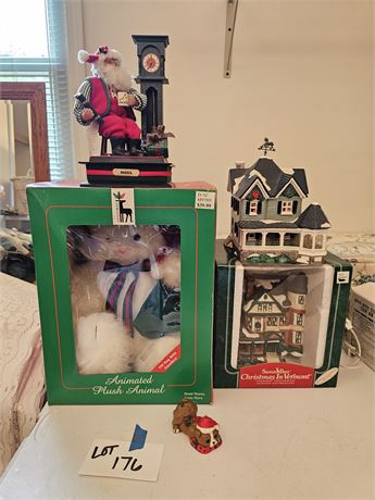 Mixed Christmas:Santa's Best Animated Plush Bear/Village Houses/Santa Fig & More