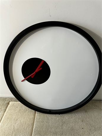 Very Large Round Black White and Red Clock