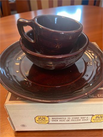 Marcrest Old Fashioned Stoneware Starter Set In Warm Colorado Brown - Lot of 7