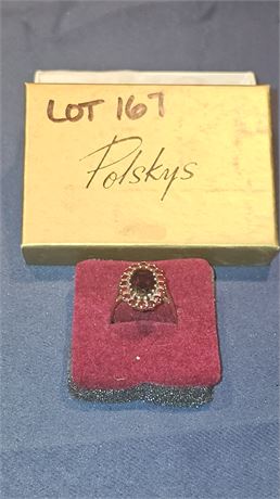 10k Red Garnet Cocktail Ring Sz 8 2.1 dwt