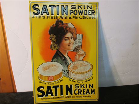 Quality reproduction 1903 Satin Skin Care & Satin SkinTin Litho Sign