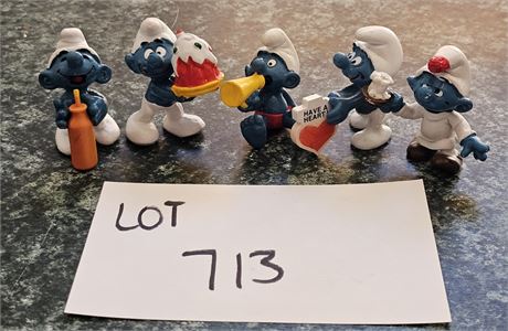 Original Vintage PVC Schleich Peyo Mixed Figurines Lot - 1980's Dates, Sizes