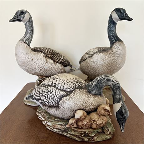 Decorative Ceramic Geese, Set of 3 - 10.5" (Tallest)