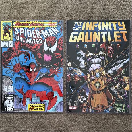 Marvel Spider-Man & Infinity Gauntlet Comic Cover Posters 12" x 18"