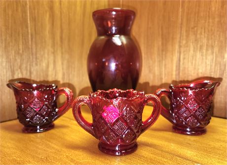 Ruby Red Glass Lot