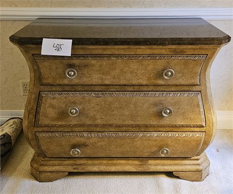 Washed Wood Faux Marble Top Dresser