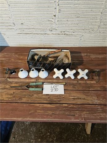 Antique Hot‑Cold Glass Knobs, Towel Bar & More