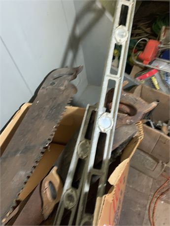 Vintage Hand Saw & Level Tool Lot