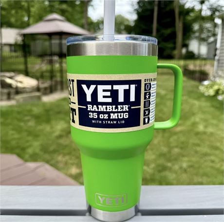 New Yeti Rambler 35oz Travel Mug Tumbler w/ Straw Lid "CANOPY GREEN"