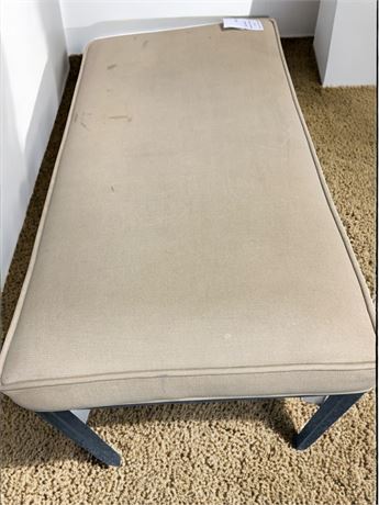 Rectangular Aluminum Brush and Tan/Beige Leather Padded Bench